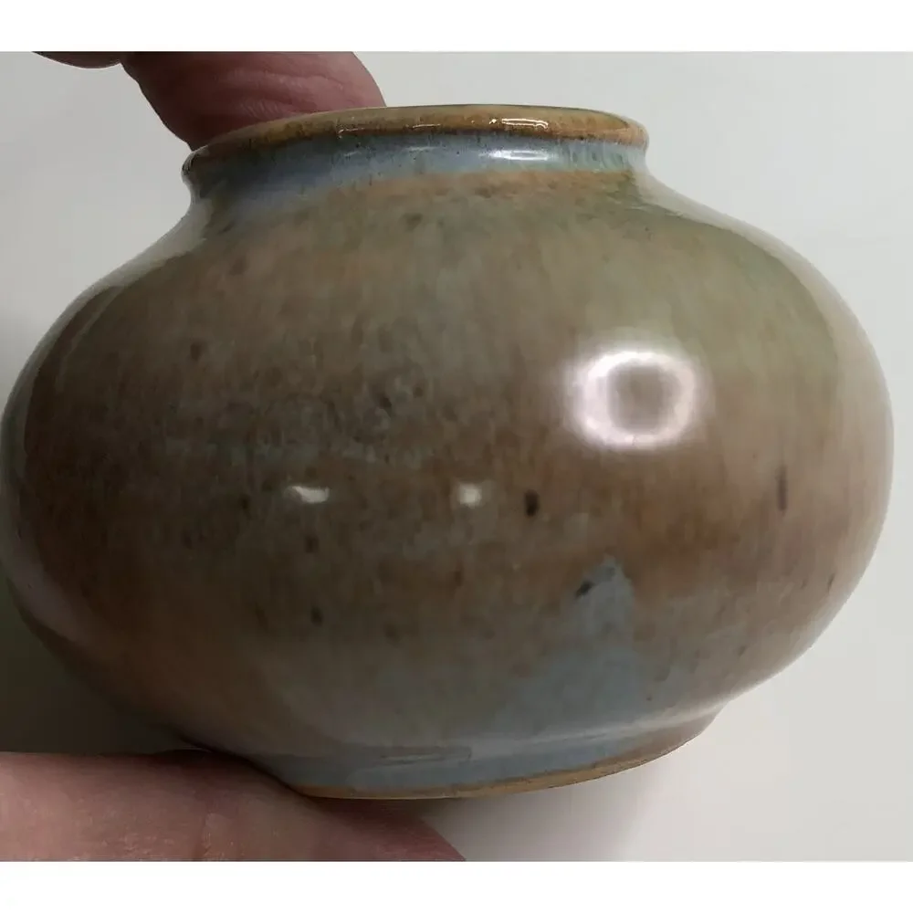 Vintage SHEARWATER Pottery Vase Jar Brown Blue Ocean Springs MS Mississippi